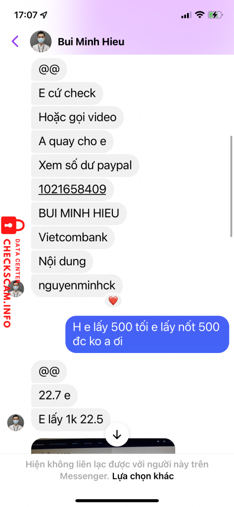 Доказательства против BUI MINH HIEU