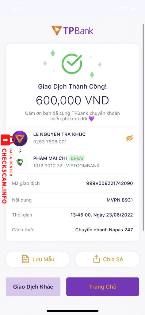 Доказательства против PHẠM MINH CHI