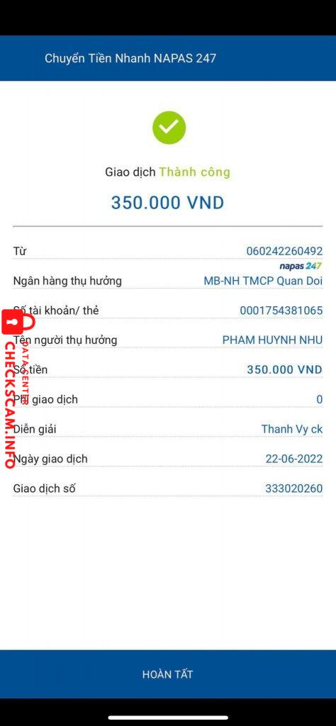 Bằng chứng chống lại PHAM HUYNH NHU