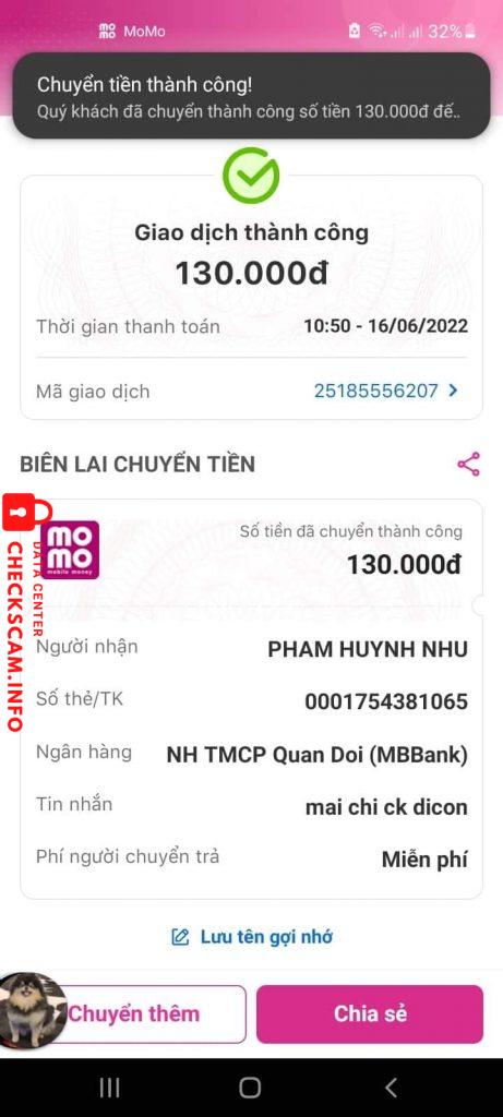 Bằng chứng chống lại PHAM HUYNH NHU