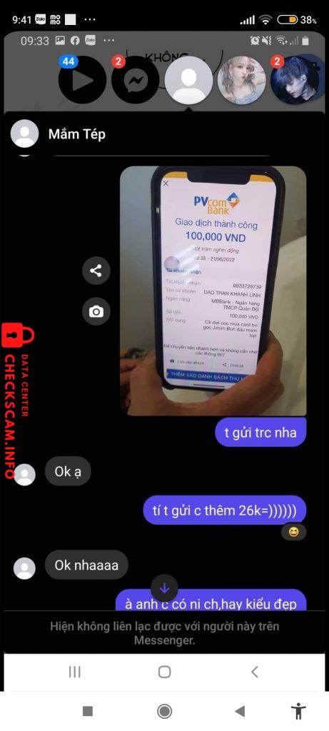 Bằng chứng chống lại DAO TRAN KHANH LINH