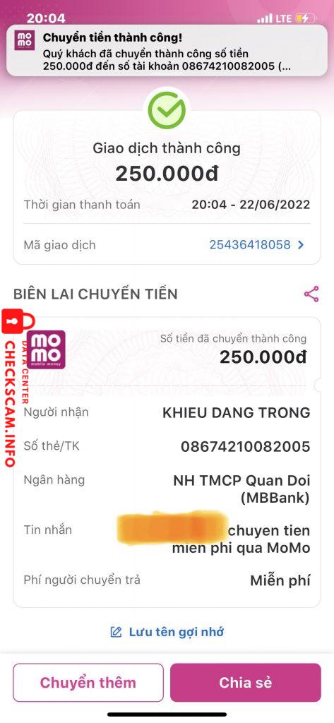Доказательства против Khieu Dang Trong