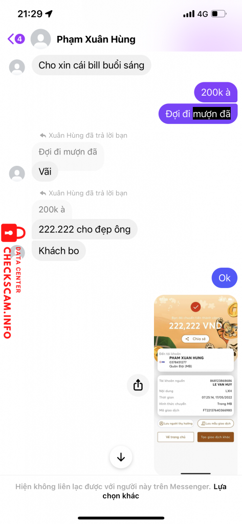 Доказательства против Phạm Xuân Hùng