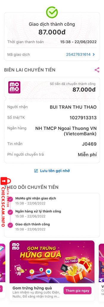 Доказательства против BUI TRAN THU THAO