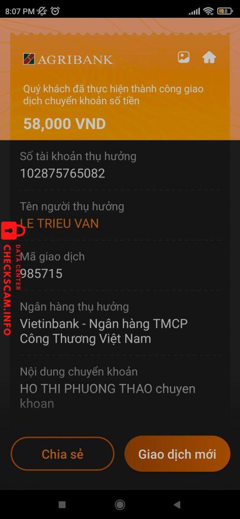 Доказательства против Le Trieu Van