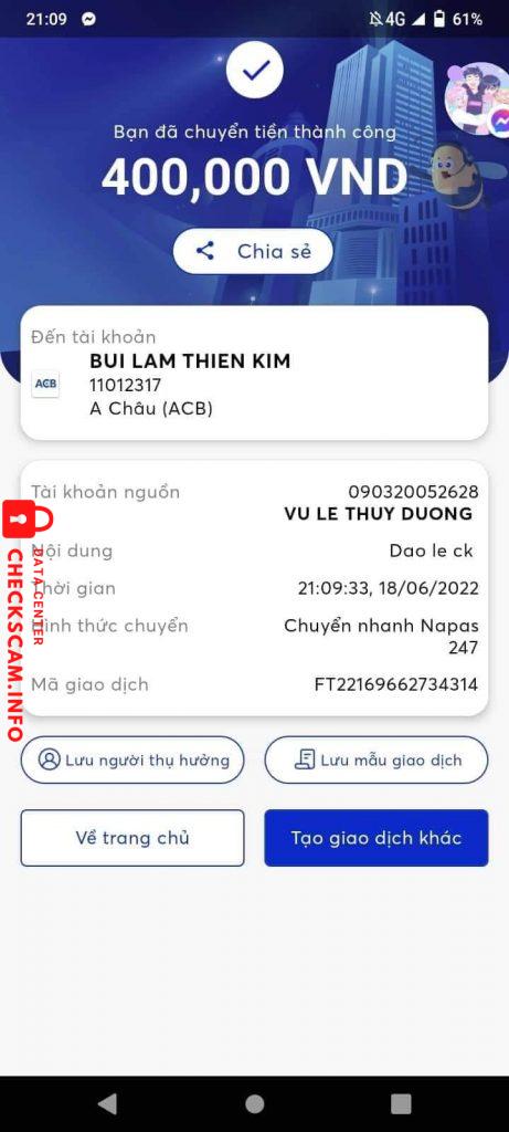 Доказательства против Bùi Lâm Thiên Kim