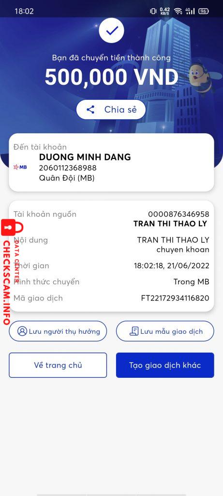 Bằng chứng chống lại DUONG MINH DANG
