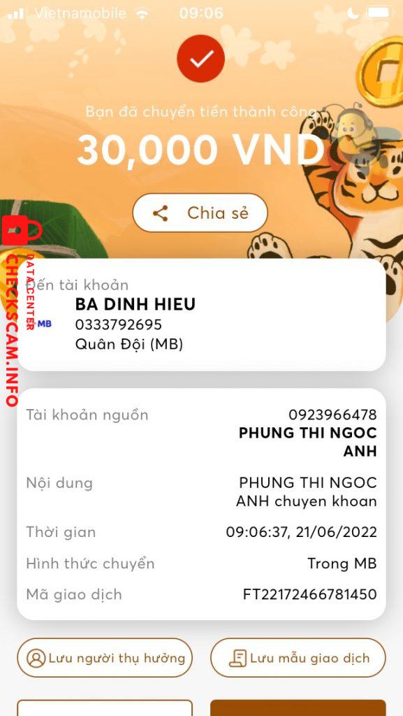 Bằng chứng chống lại BA DINH HIEP