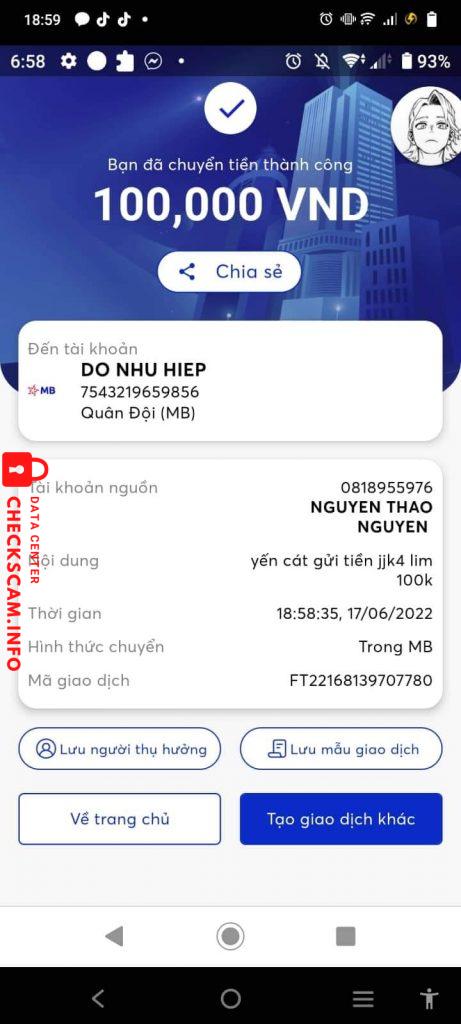 Bằng chứng chống lại DO NHU HIEP