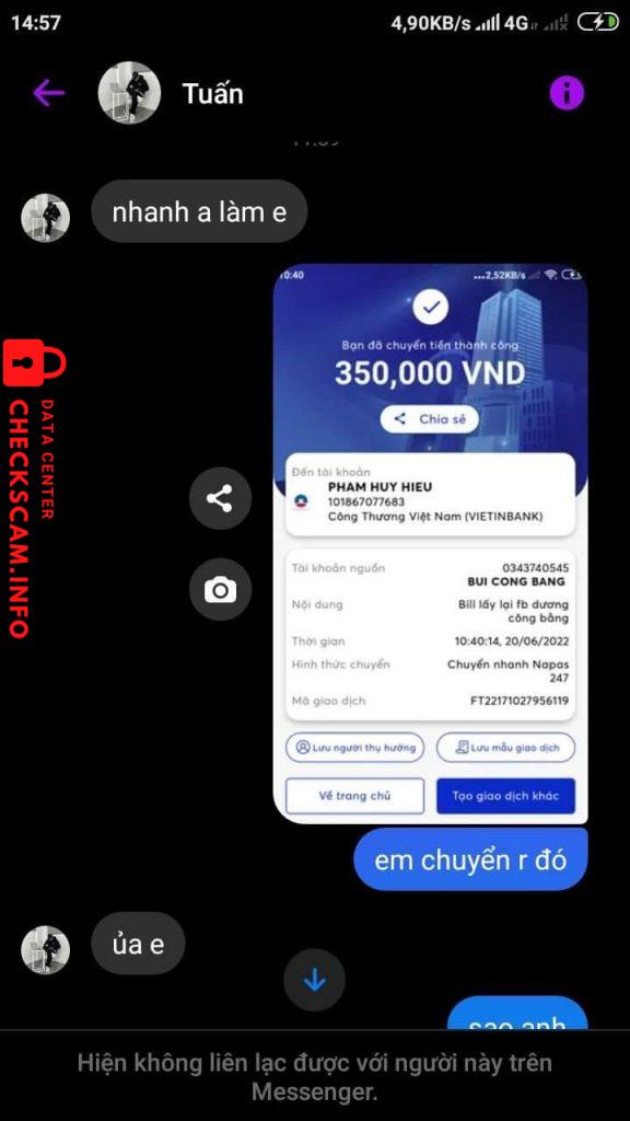 Bằng chứng chống lại Phạm huy hiệu