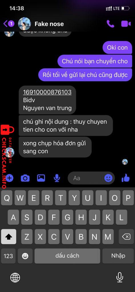 Bằng chứng chống lại Nguyen van trung