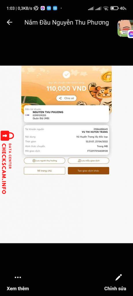 Bằng chứng chống lại NGUYEN THU PHUONG