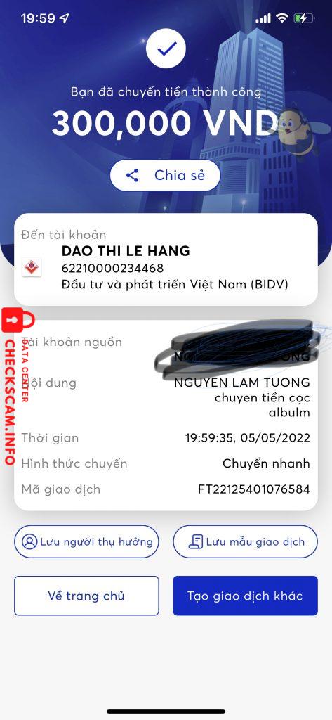Bằng chứng chống lại Đào Thị Lệ Hằng