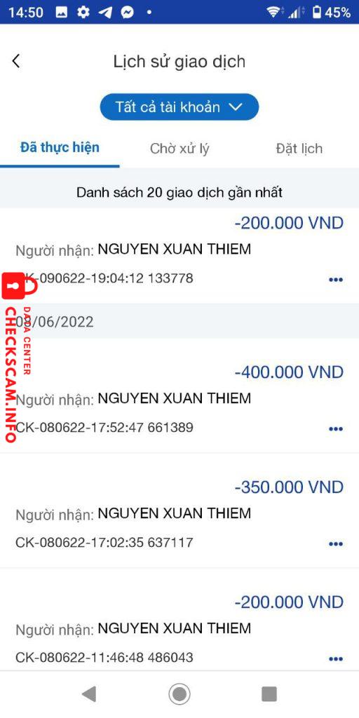 Bằng chứng chống lại NGUYỄN XUÂN THIÊM