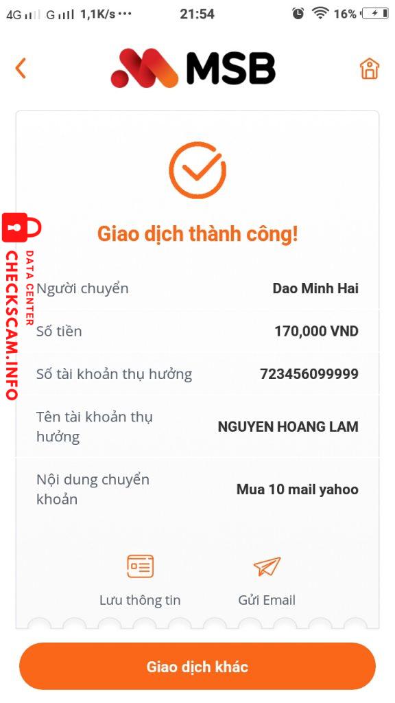 Bằng chứng chống lại Nguyễn Hoàng Lam
