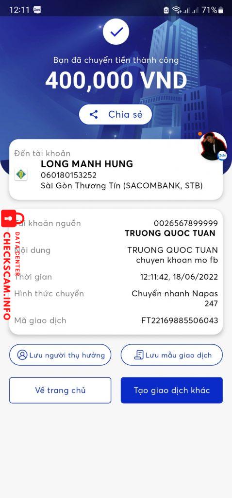 Доказательства против Long Mạnh Hùng