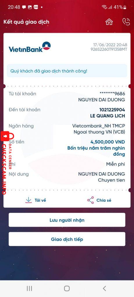 Bằng chứng chống lại Le Quang Lich