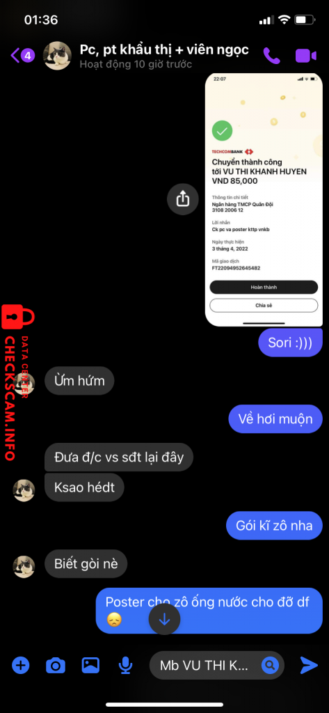 Bằng chứng chống lại VU THI KHANH HUYEN