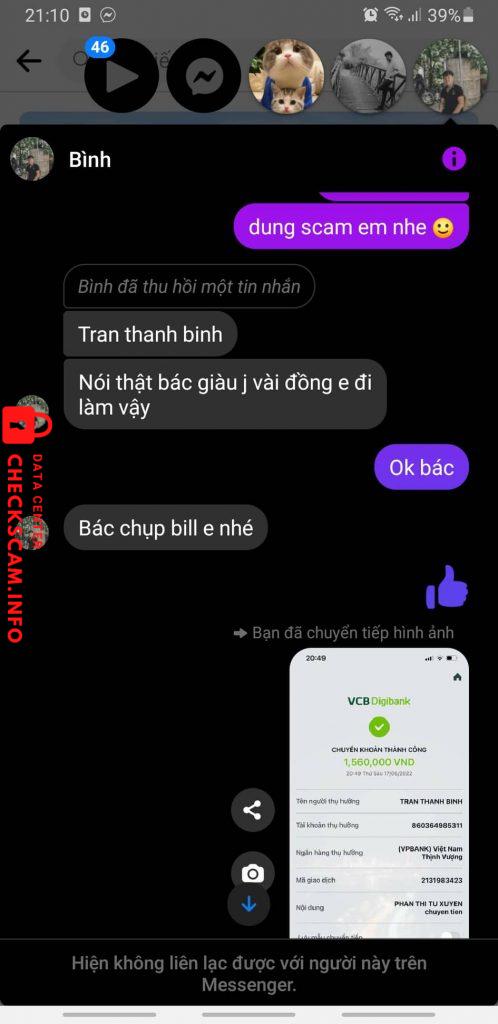 Bằng chứng chống lại TRANG THANH BINH