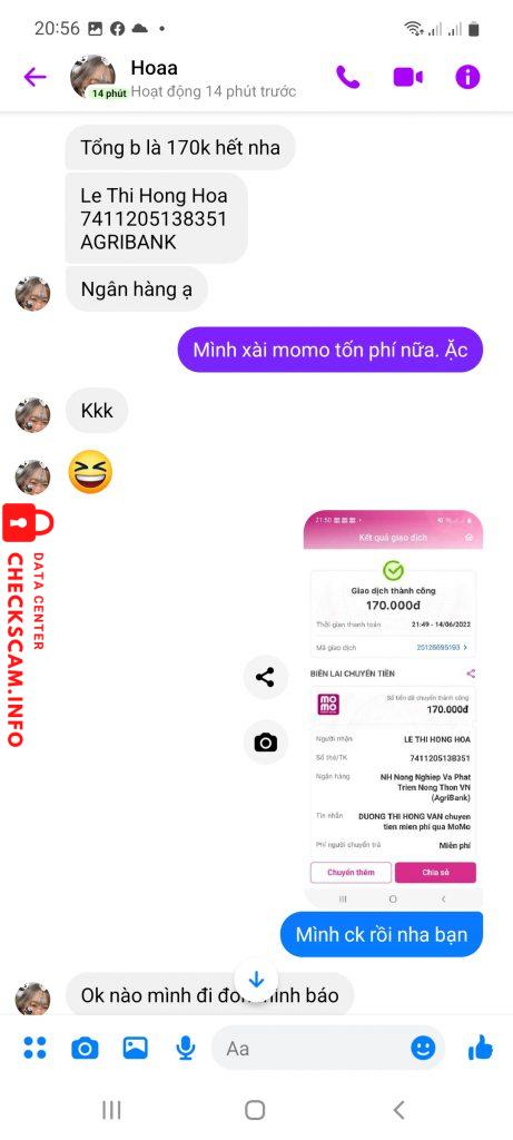 Bằng chứng chống lại Lê thị hồng hoa