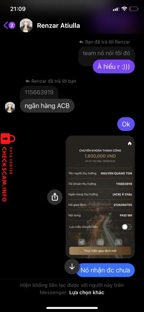 Bằng chứng chống lại TRAN THINH DUC