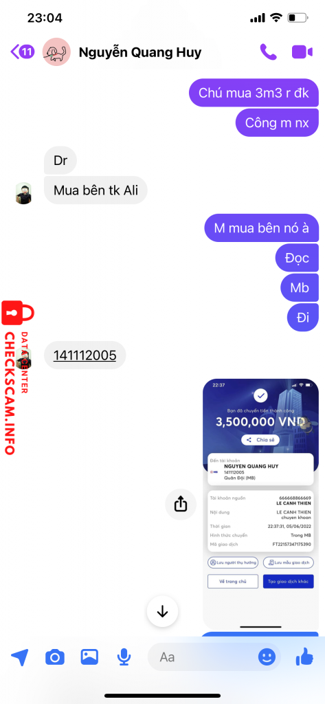 Bằng chứng chống lại Nguyễn Quang Huy