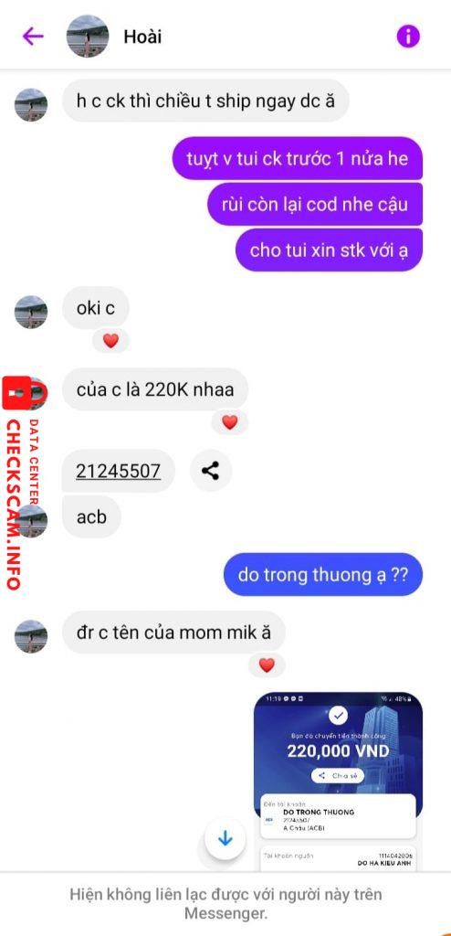 Bằng chứng chống lại DO TRONG THUONG