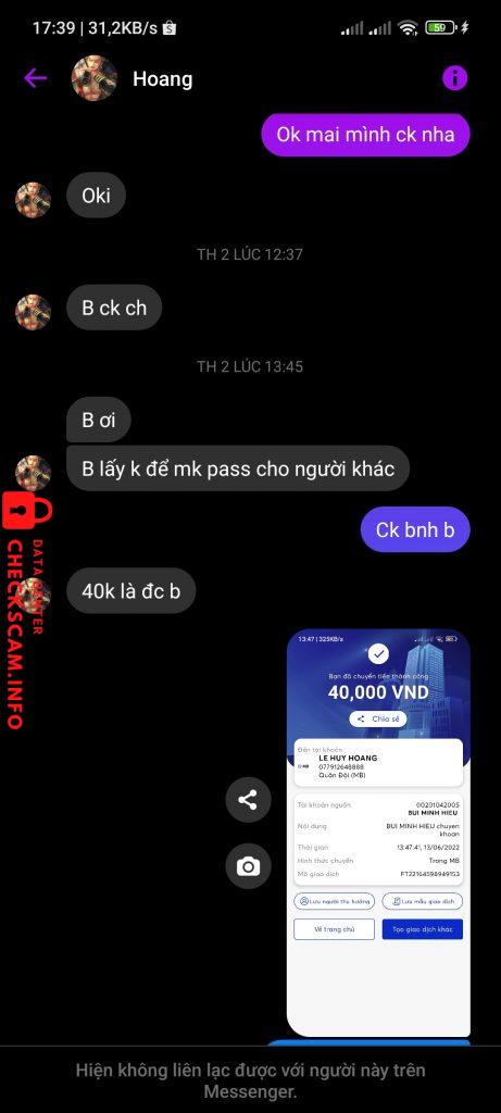 Bằng chứng chống lại Lê huy hoàng