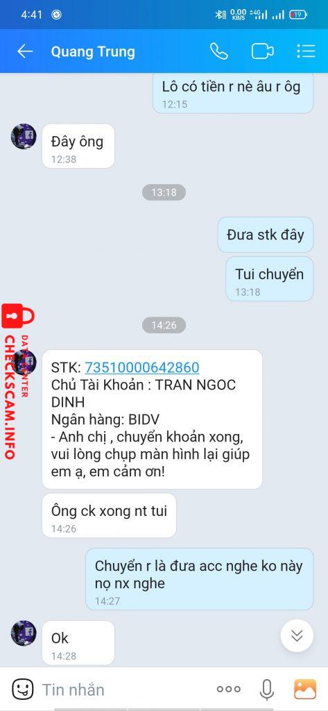 Bằng chứng chống lại TRAN NGOC DINH