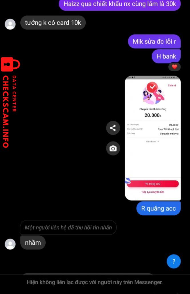 Bằng chứng chống lại Tran Thi Khanh Chi