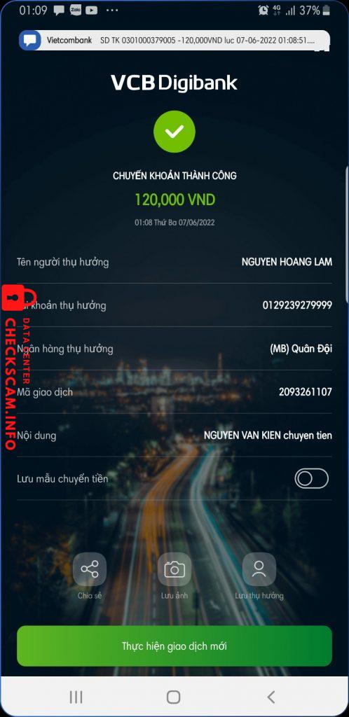 Bằng chứng chống lại NGUYEN HOANG LAM