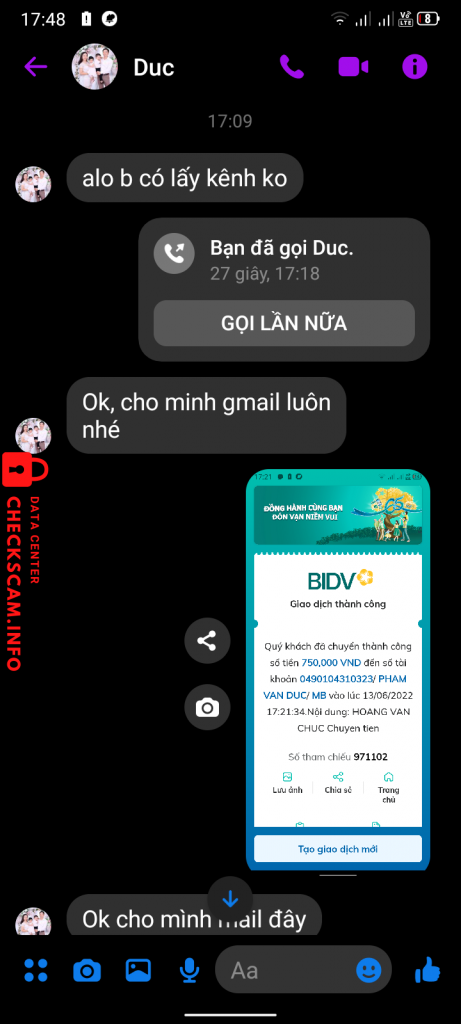 Bằng chứng chống lại PHAM VAN DUC