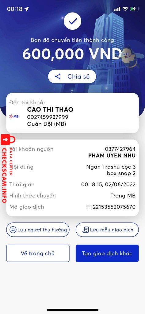 Bằng chứng chống lại Cao Thi Thao