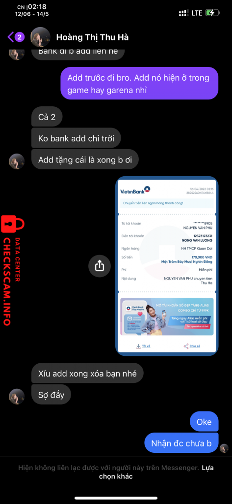 Bằng chứng chống lại NONG VAN LUONG