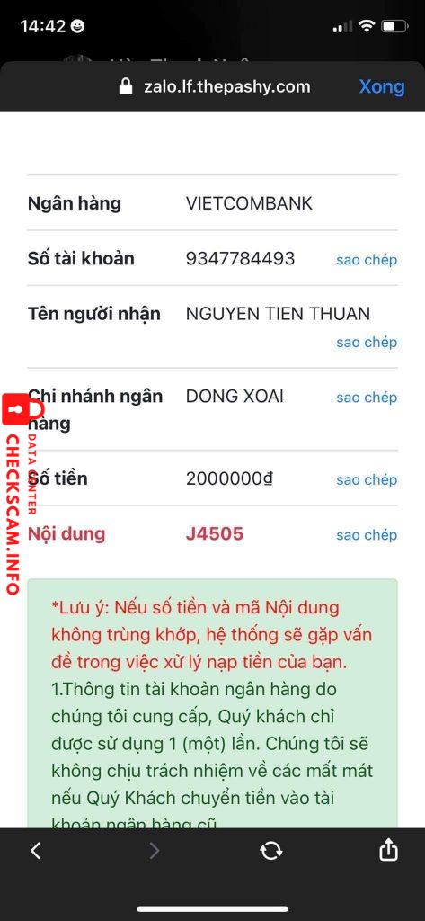 Bằng chứng chống lại Nguyen Tien Thuan
