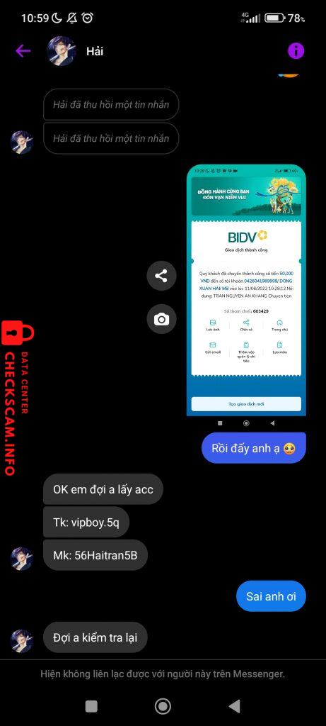 Bằng chứng chống lại DONG XUAN HAI