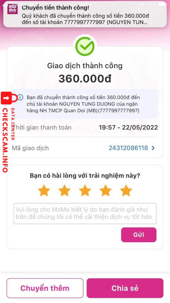 Bằng chứng chống lại NGUYEN TUNG DUONG