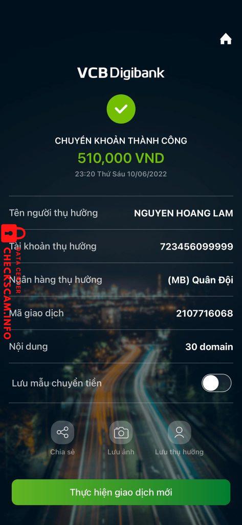 Bằng chứng chống lại NGUYEN HOANG LAM