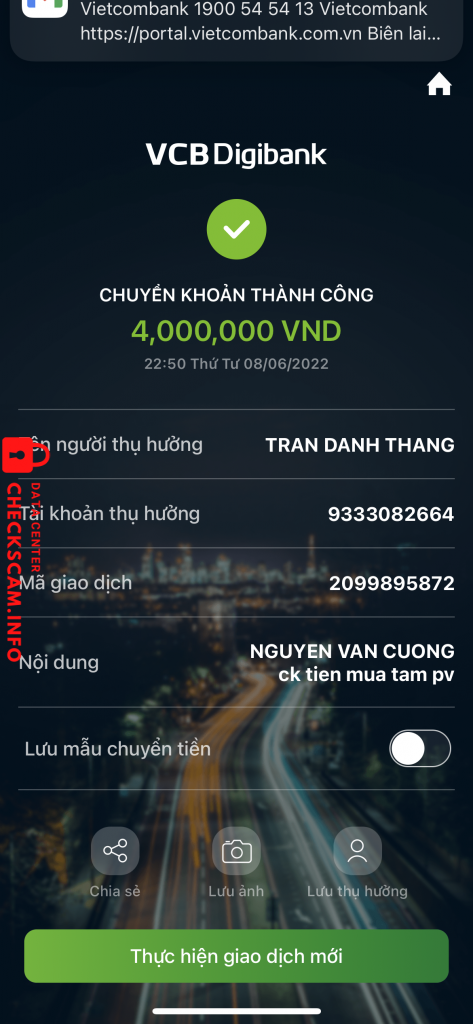 Bằng chứng chống lại TRAN DANH THANG