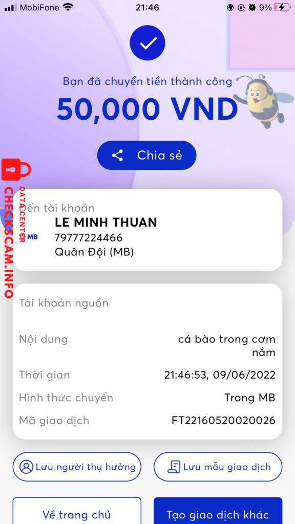 Bằng chứng chống lại LE MINH THUAN