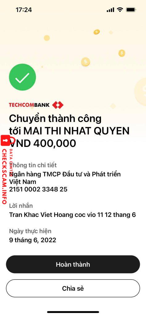 Bằng chứng chống lại Mai Thi Nhat Quyen