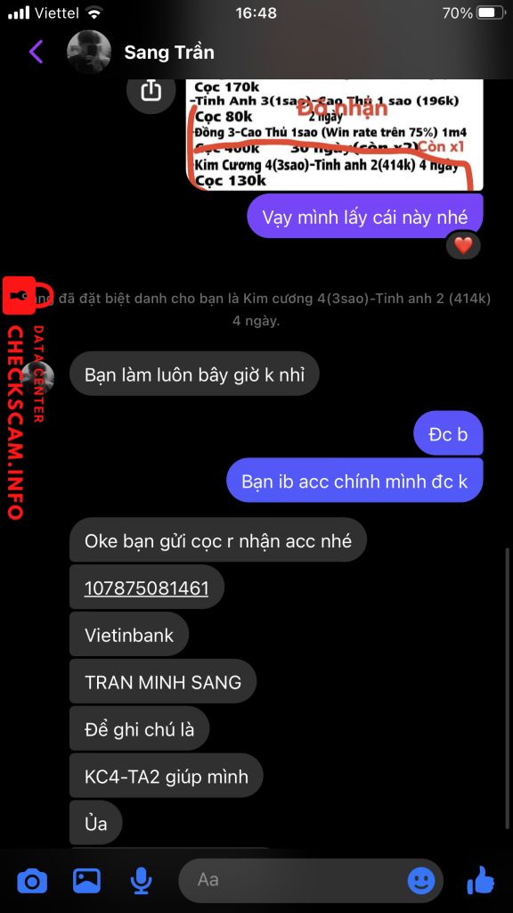 Bằng chứng chống lại Tran Minh Sang