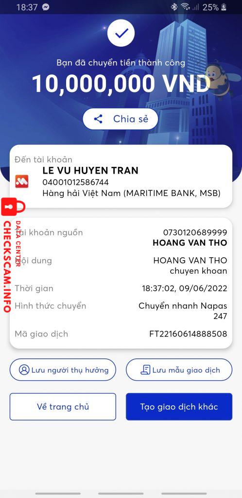 Bằng chứng chống lại Le Vu Huyen Tram
