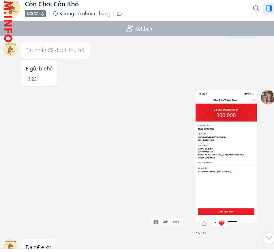 Bằng chứng chống lại DANG BA BINH