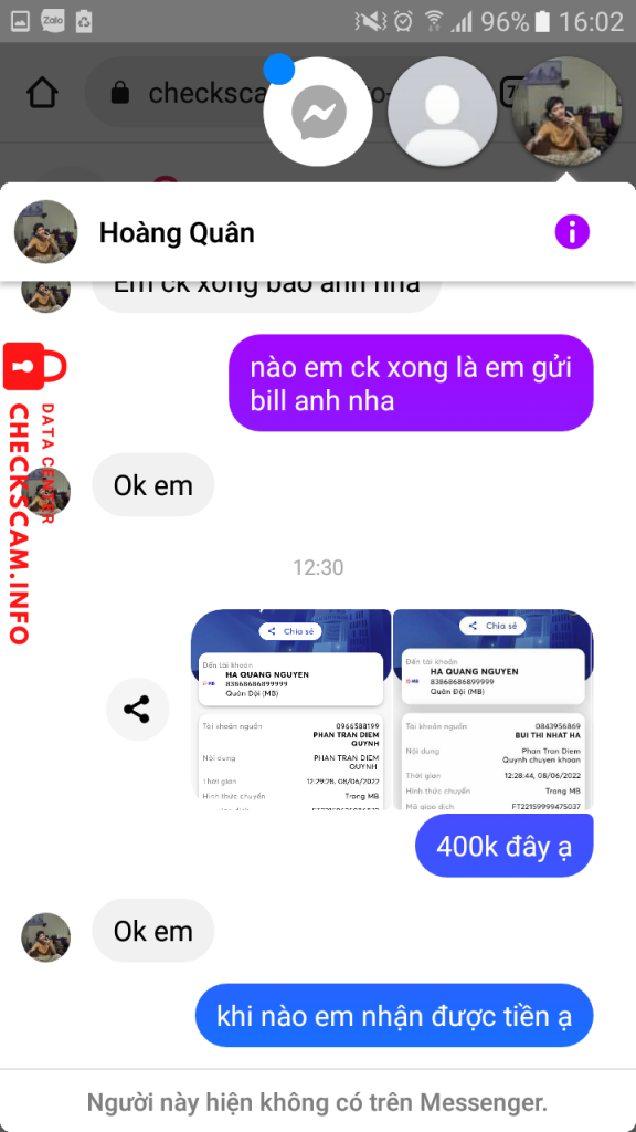 Bằng chứng chống lại HA QUANG NGUYEn