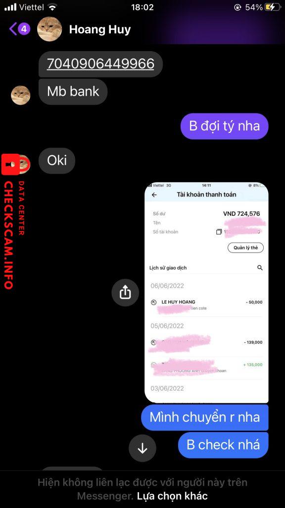 Bằng chứng chống lại Le Hoang Huy