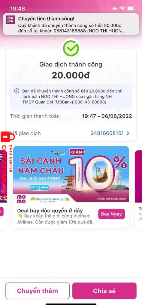 Bằng chứng chống lại NGO THI HUONG