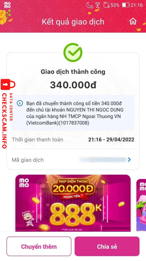 Bằng chứng chống lại Nguyen Thi Ngoc Dung