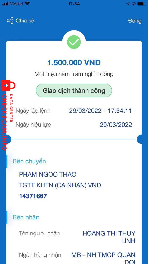 Bằng chứng chống lại Hoang Thi Thuy Linh