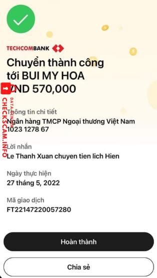 Bằng chứng chống lại BUI MY HOA